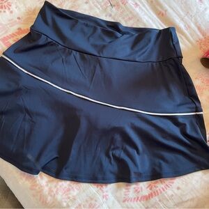 Women's Navy Golf Tennis Skirt with Asymmetrical White Trim